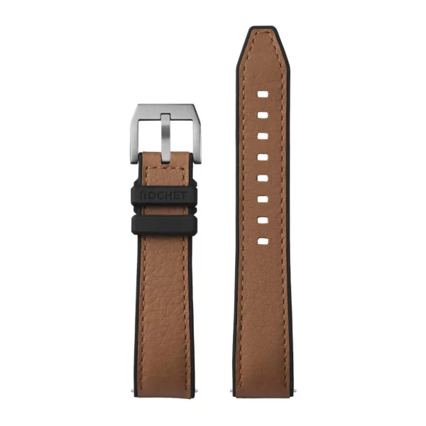 Rochet Cordoba tan leather-rubber hybrid watch strap, 20 mm – 8512004