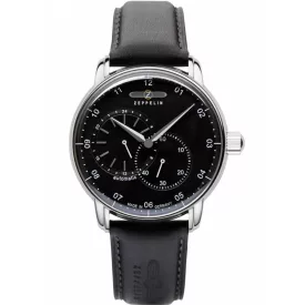 Zeppelin New Captain's Line men's watch 8662-2, black dial, black leather strap