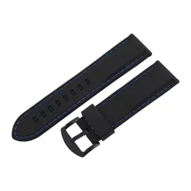   Black plastic watch strap with blue stitching, 22 mm – 9351-1