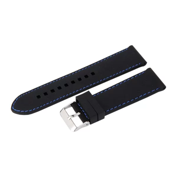 Black plastic watch strap with blue stitching, 24 mm – 9443-7