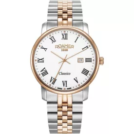 Roamer Classico men's watch 971856 49 25 50, white dial, silver stainless steel strap