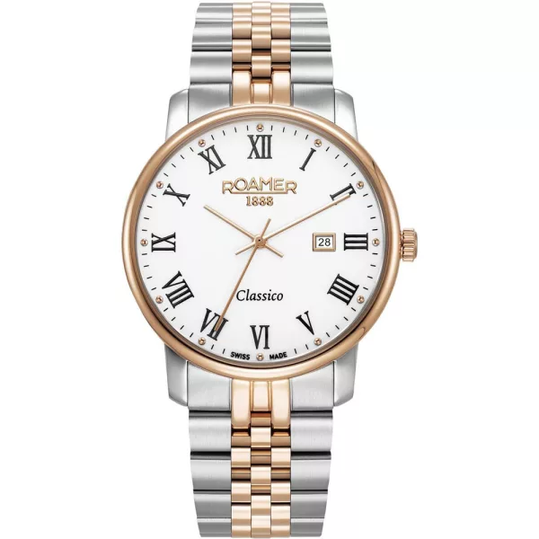 Roamer Classico men's watch 971856 49 25 50, white dial, silver stainless steel strap