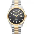 Roamer Primeline Daydate II men's watch 981666478520, black dial, silver stainless steel strap