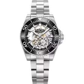Roamer Premier Skeleton Special Edition men's watch set 986984 41 85 20, black dial, silver stainless steel strap