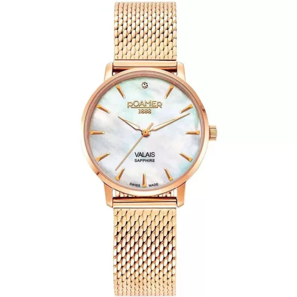 Roamer Valais Diamond women's watch set 989847 49 10 05, rose gold stainless steel strap