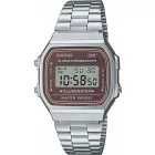 Casio Vintage unisex watch A168WA-5AVES, brown dial, silver stainless steel strap