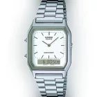 Casio Vintage unisex watch AQ-230A-7DMQYES, white dial, silver stainless steel strap
