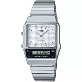 Casio Vintage unisex watch AQ-800E-7AEF, white dial, silver stainless steel strap