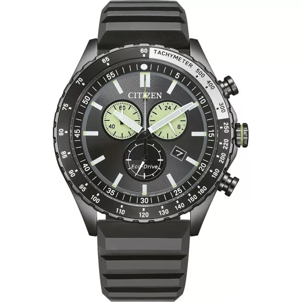 Citizen Chrono men's watch AT2565-05E, gray dial, black silicone strap