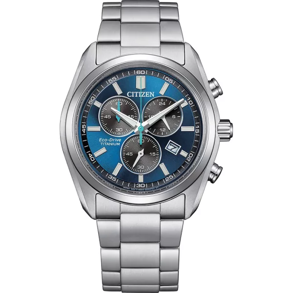 Citizen Titanium men's watch AT2590-59L, blue dial, silver titanium strap