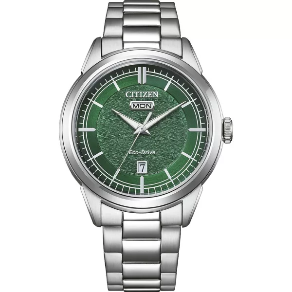 Citizen Elegance Man men's watch AW0151-85X, green dial, silver stainless steel strap
