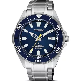 Citizen Promaster Marine men's watch BN0201-88L, blue dial, silver titanium strap