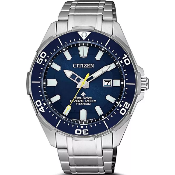 Citizen Promaster Marine men's watch BN0201-88L, blue dial, silver titanium strap