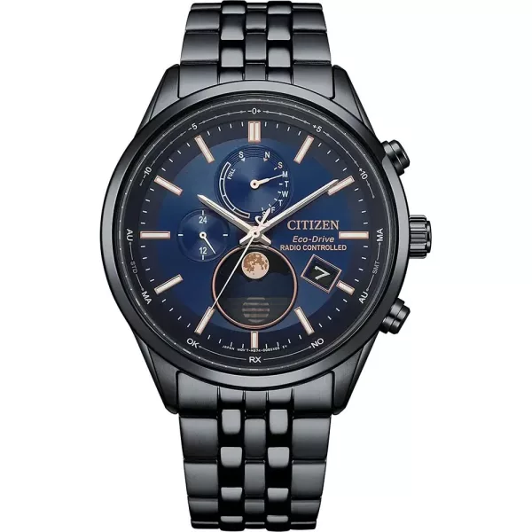 Citizen Promaster Moonphase men's watch BY1035-56L, blue dial, black stainless steel strap