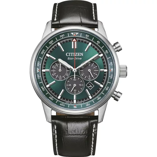 Citizen Elegance Man men's watch CA4720-01X, green dial, black leather strap