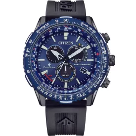 Citizen Promaster Sky men's watch CB5006-02L, blue dial, black silicone strap
