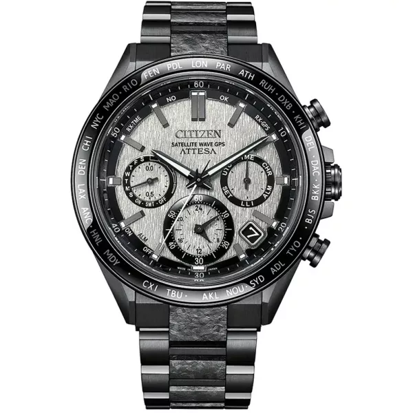 Citizen Attesa Satellite Wave GPS men's watch CC4055-66H, black dial, black titanium strap