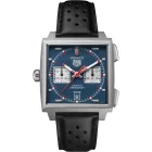 Tag Heuer Monaco Chronograph men's watch CDW2181.FC8360, blue dial, black leather strap