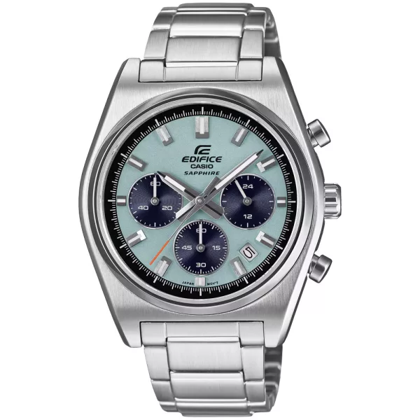Casio Edifice men's watch EFB-730D-2BVUEF, blue dial, silver stainless steel strap