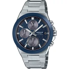 Casio Edifice men's watch EFS-S650D-2AEF, blue dial, silver stainless steel strap