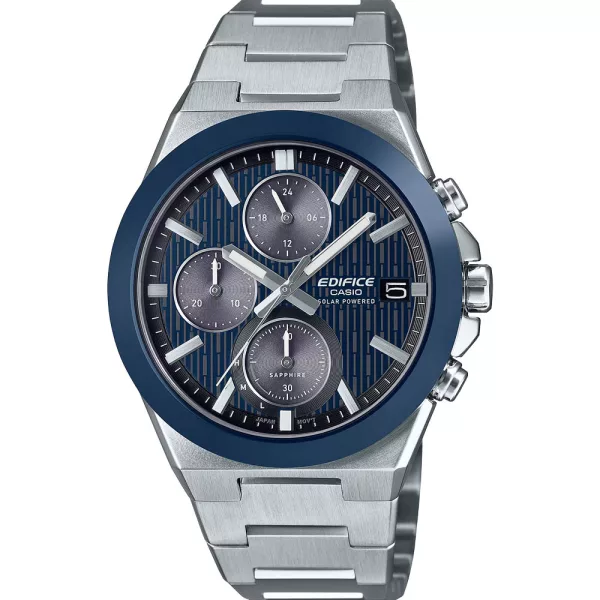 Casio Edifice men's watch EFS-S650D-2AEF, blue dial, silver stainless steel strap