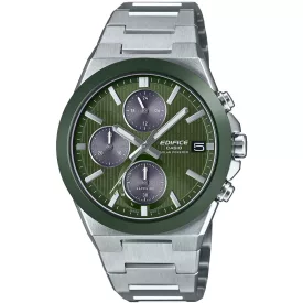 Casio Edifice men's watch EFS-S650D-3AEF, green dial, silver stainless steel strap