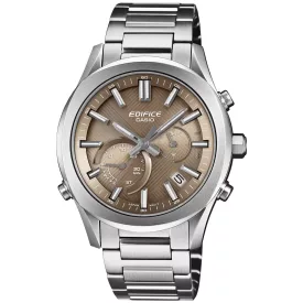 Casio Edifice men's watch EQB-1300D-5AEF, brown dial, silver stainless steel strap