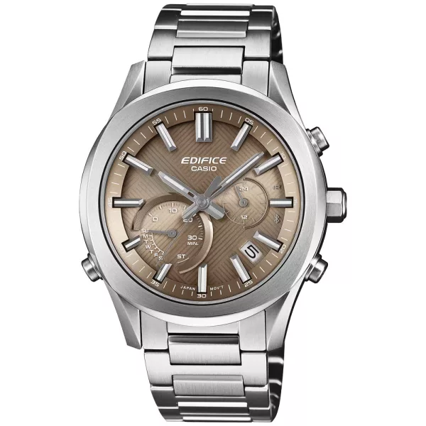 Casio Edifice men's watch EQB-1300D-5AEF, brown dial, silver stainless steel strap