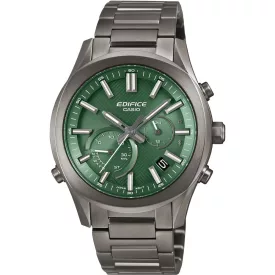 Casio Edifice men's watch EQB-1300DC-3AEF, green dial, gray stainless steel strap