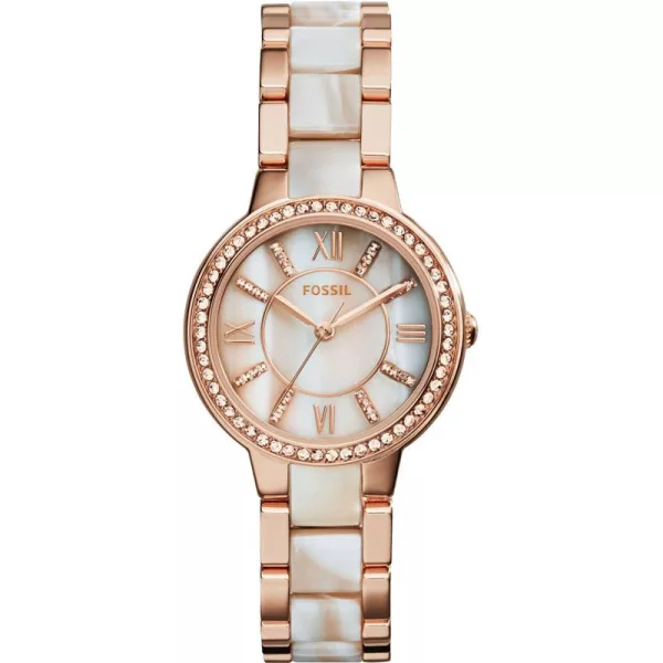 Fossil Virginia women's watch ES3716, brown dial, brown stainless steel strap