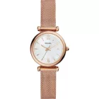 Fossil Carlie women's watch ES4433, rose gold stainless steel strap
