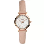 Fossil Carlie Mini women's watch ES4699, pink leather strap