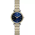 Fossil Carlie women's watch ES5438, blue dial, silver stainless steel strap