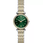 Fossil Carlie women's watch ES5439, green dial, silver stainless steel strap