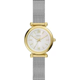 Fossil Carlie women's watch ES5463, silver stainless steel strap
