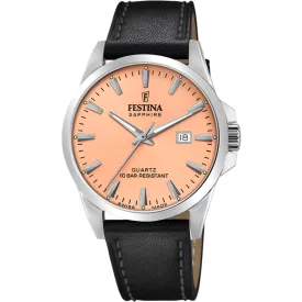 Festina Swiss Made men's watch F20025/6, black leather strap