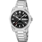 Festina Swiss Made men's watch F20073/5, black dial, silver stainless steel strap