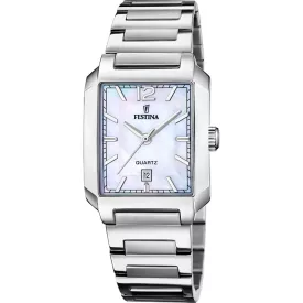 Festina On The Square women's watch F20679/2, silver stainless steel strap