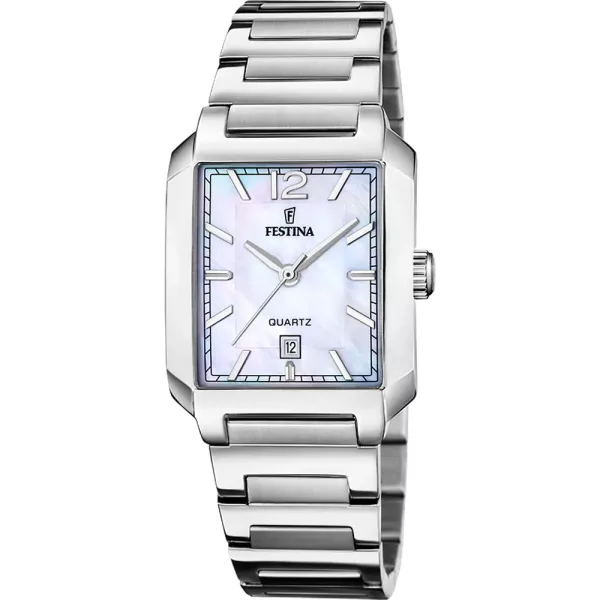 Festina On The Square women's watch F20679/2, silver stainless steel strap