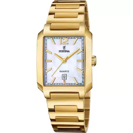 Festina On The Square women's watch F20680/2, gold stainless steel strap