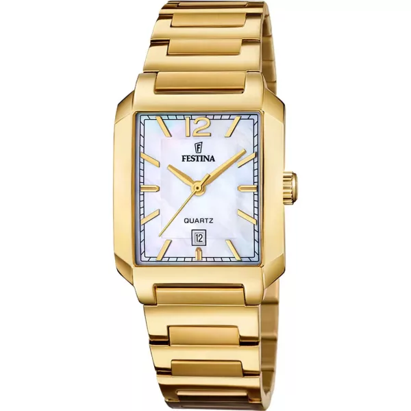 Festina On The Square women's watch F20680/2, gold stainless steel strap