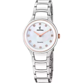 Festina Ceramic women's watch F20752/8, silver stainless steel strap