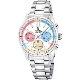 Festina Boyfriend women's watch F20753/6, white dial, silver stainless steel strap