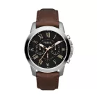 Fossil men's watch FS4813, black dial, brown leather strap