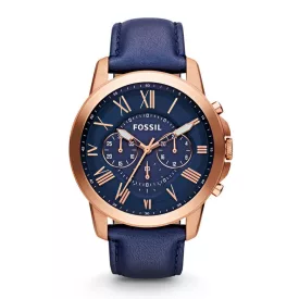 Fossil men's watch FS4835, blue leather strap