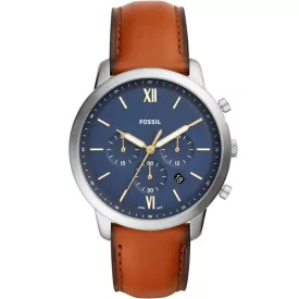 Fossil Neutra men's watch FS5453, blue dial, brown leather strap