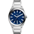 Fossil Everett men's watch FS5822, blue dial, silver stainless steel strap