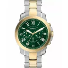 Fossil Grant Chronograph men's watch FS6131, green dial, silver stainless steel strap