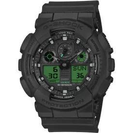 Casio G-Shock men's watch GA-100BEG-1AER, black dial, black plastic strap