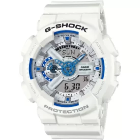 Casio G-Shock men's watch GA-110HDS-7AER, white dial, white plastic strap